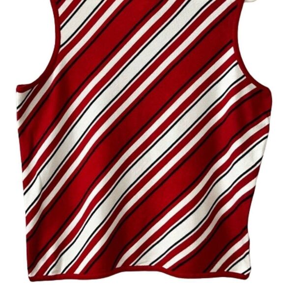 FINAL PRICE Worthington Striped Sleeveless Knit Turtleneck Top Size Large - Picture 3 of 7